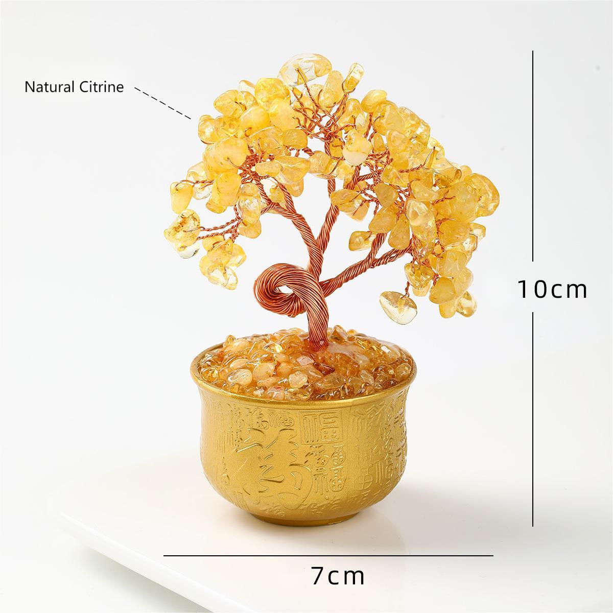 Natural Crystal Money Tree Ornament by Crystal Lumina | Blessing Cup Base Figurine | Prosperity & Luck Home Office Decor Gift