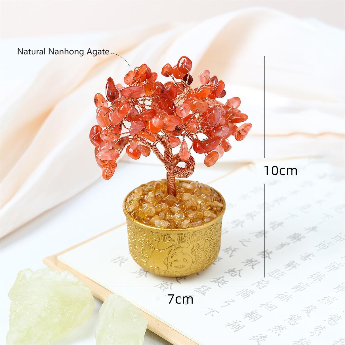 Natural Crystal Money Tree Ornament by Crystal Lumina | Blessing Cup Base Figurine | Prosperity & Luck Home Office Decor Gift