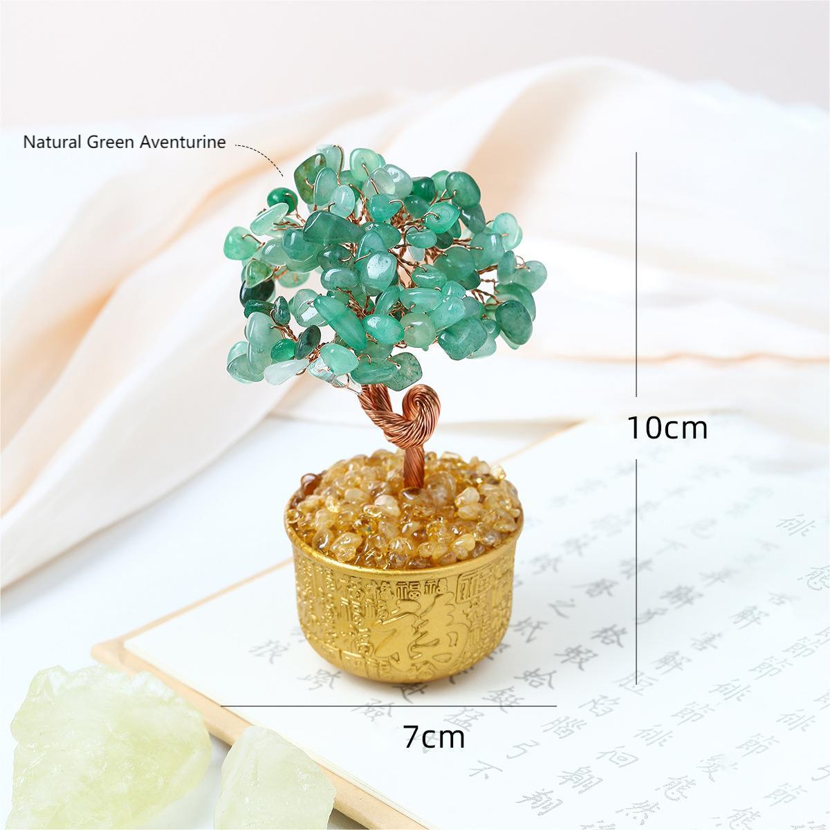 Natural Crystal Money Tree Ornament by Crystal Lumina | Blessing Cup Base Figurine | Prosperity & Luck Home Office Decor Gift
