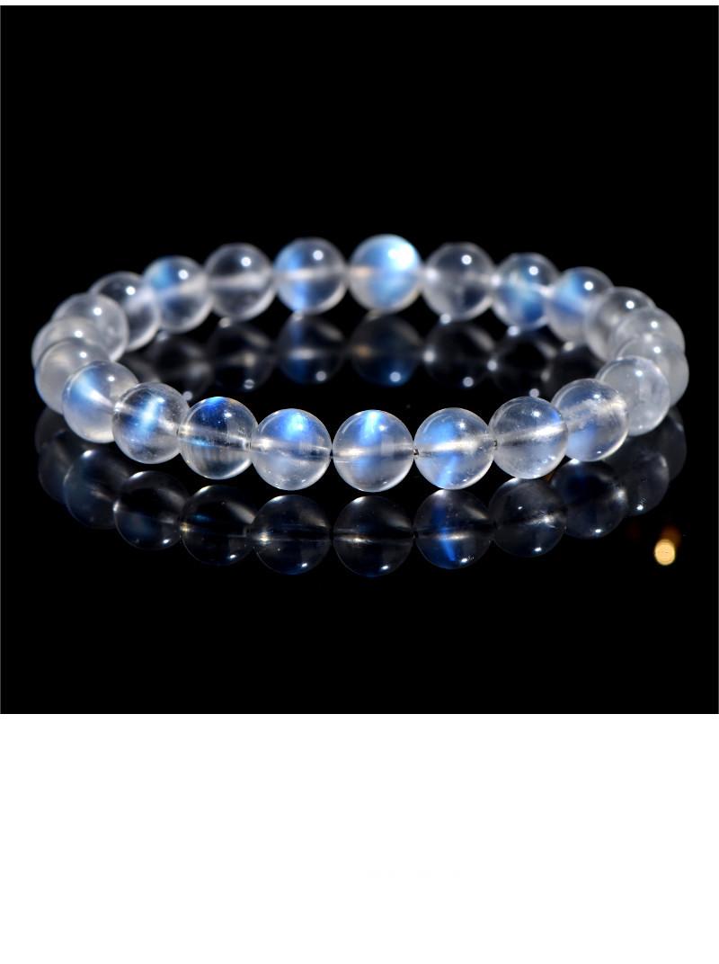 Premium Natural Milky Blue Moonstone Bracelet – Soft Blue Glow Crystal | Feminine Energy, Intuition & Emotional Healing Jewelry by Crystal Lumina