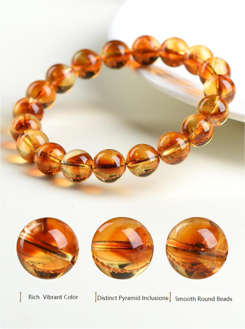 Crystal Lumina™ Premium Natural Citrine Bracelet - Rare Pyramid Phantom Inclusions for Wealth & Success