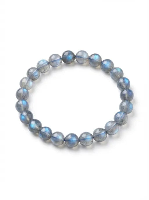 Natural Gray Moonstone Beaded Bracelet by Crystal Lumina | Genuine Blue Sheen Flash | Intuition & New Beginnings Healing Gift