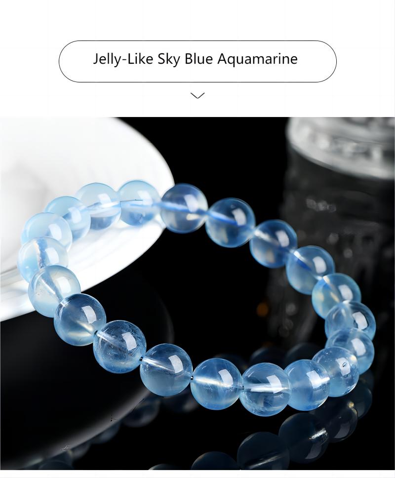 Natural Aquamarine Crystal Beaded Bracelet by Crystal Lumina | Genuine Blue Beryl | Calm & Clarity Stone Gift for Her