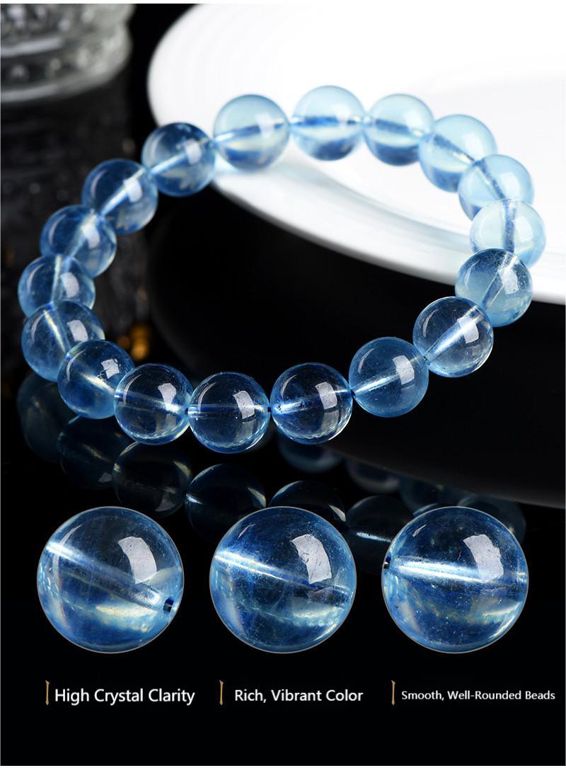 Natural Aquamarine Crystal Beaded Bracelet by Crystal Lumina | Genuine Blue Beryl | Calm & Clarity Stone Gift for Her
