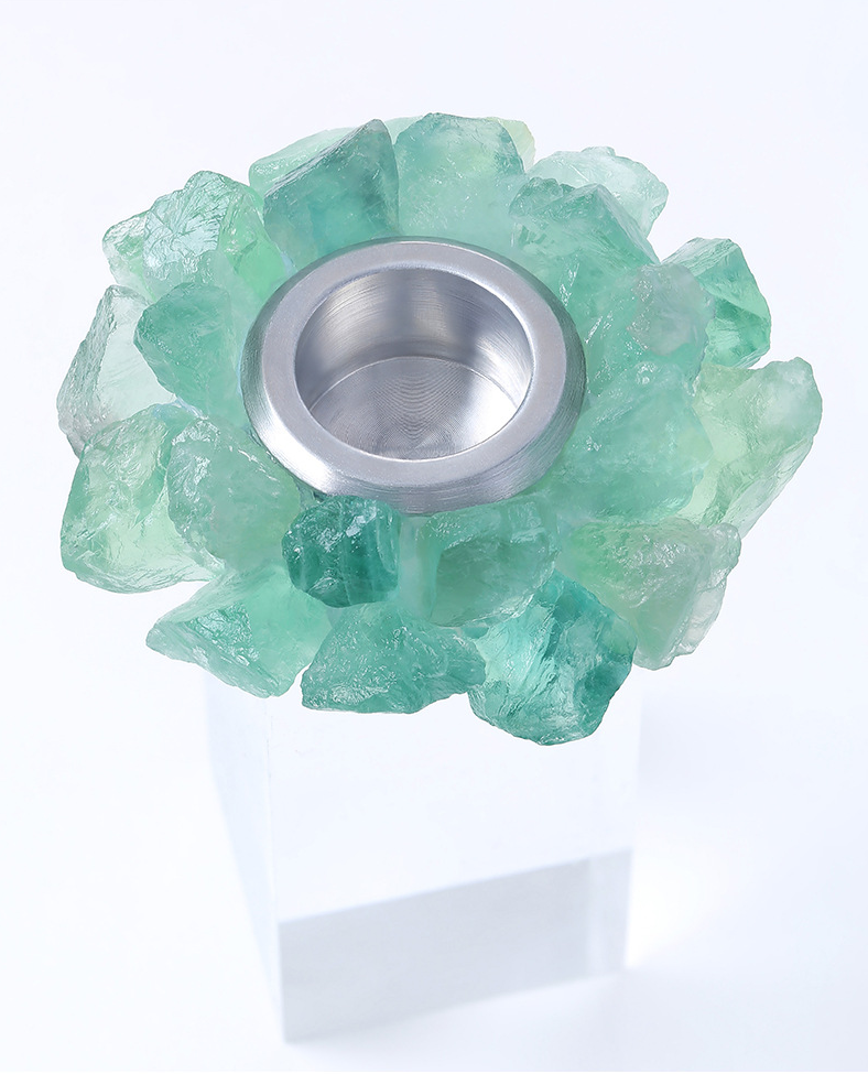 Crystal Lumina™ Natural Crystal Raw Stone Candlestick – Gemstone Candle Holder, Crystal Ornament for Christmas Home Decor