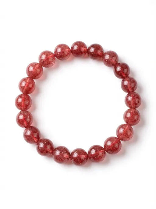 Crystal Lumina™ Premium Ice-Clear Strawberry Quartz Bracelet - Rare Translucent Healing Gemstone for Love & Radiance