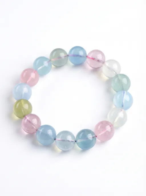 Premium Rainbow Morganite Bracelet by Crystal Lumina - Natural Pastel Beryl Beads for DIY Jewelry & Healing Energy Wear