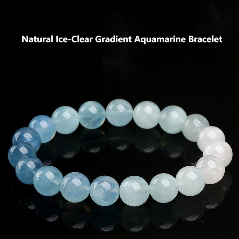 Natural Gradient Aquamarine Bracelet by Crystal Lumina | High-Clarity Ice-Grade Blue Beryl | Calm & Serenity Statement Gift