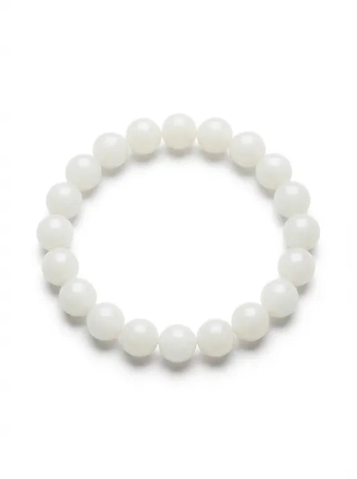 Genuine Hetian White Jade Bracelet by Crystal Lumina | Natural Nephrite Jade Round & Barrel Beads | Calm & Longevity Stone Gift