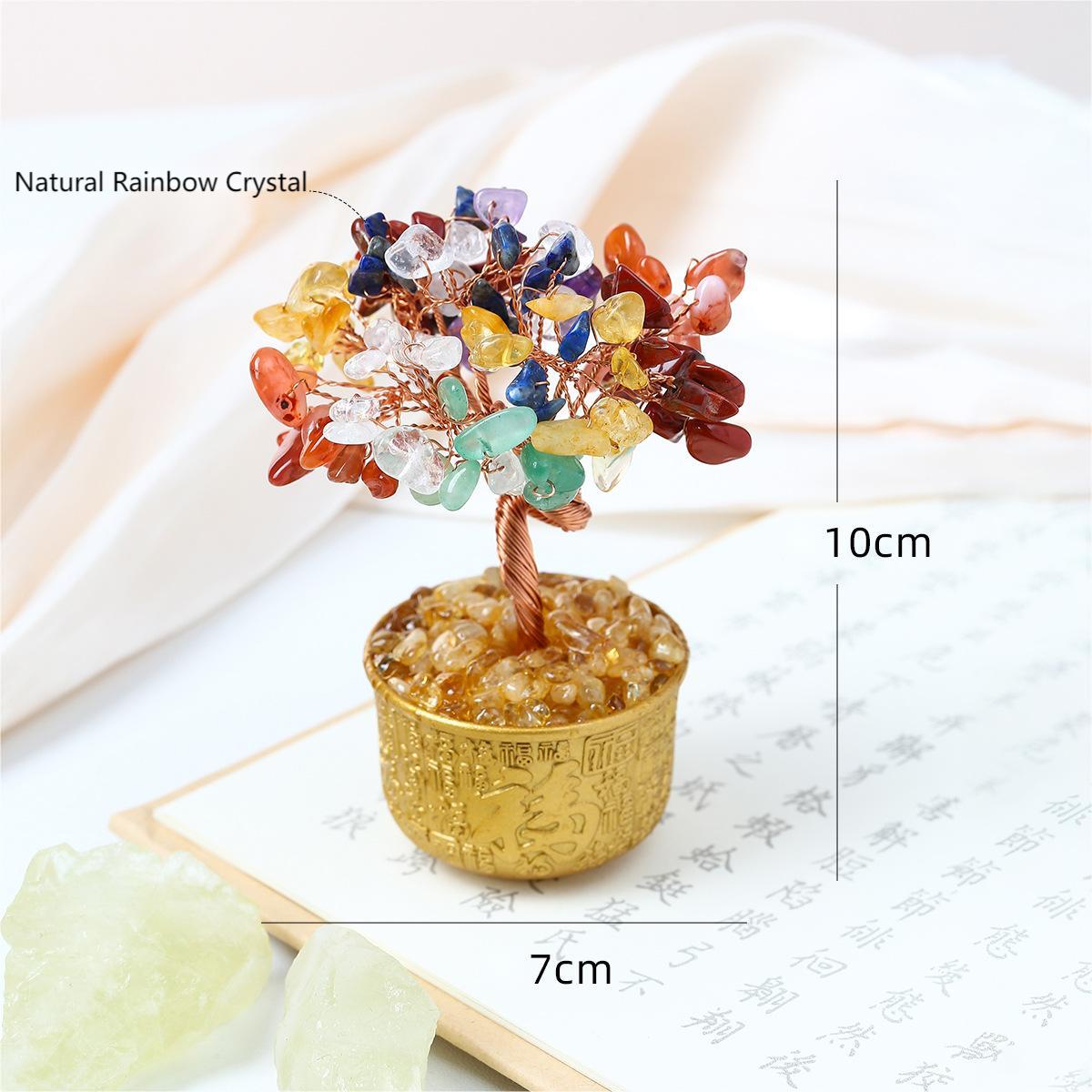 Natural Crystal Money Tree Ornament by Crystal Lumina | Blessing Cup Base Figurine | Prosperity & Luck Home Office Decor Gift