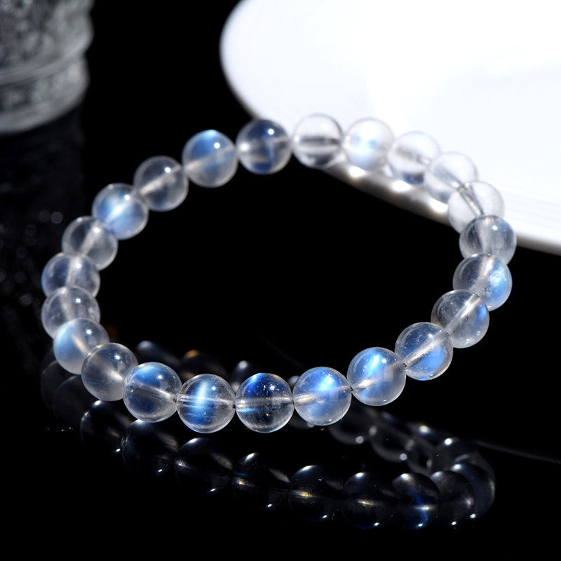Premium Natural Milky Blue Moonstone Bracelet – Soft Blue Glow Crystal | Feminine Energy, Intuition & Emotional Healing Jewelry by Crystal Lumina