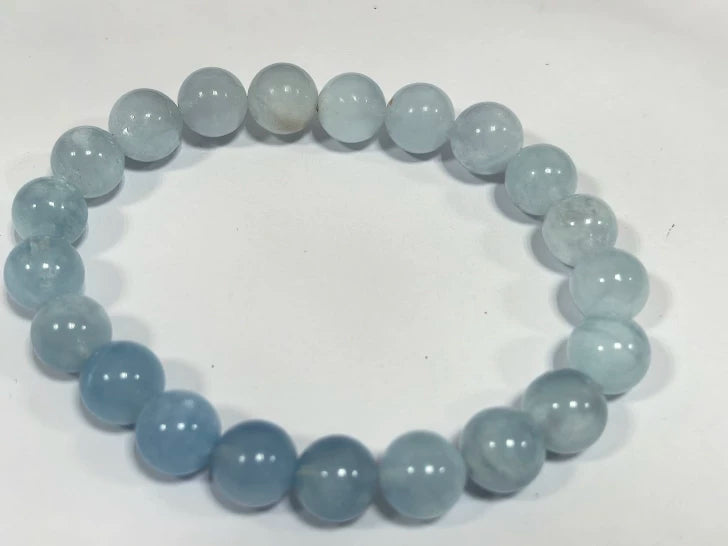 Natural Gradient Aquamarine Bracelet by Crystal Lumina | High-Clarity Ice-Grade Blue Beryl | Calm & Serenity Statement Gift