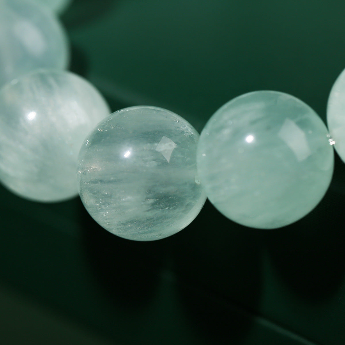 Crystal Lumina™ Natural Mint Green Rabbit Hair Fluorite Bracelet - Healing Energy Round Bead Jewelry