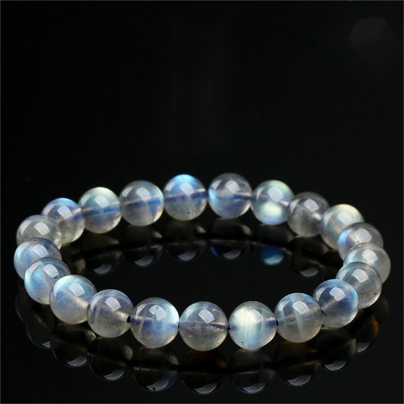 Natural Gray Moonstone Beaded Bracelet by Crystal Lumina | Genuine Blue Sheen Flash | Intuition & New Beginnings Healing Gift