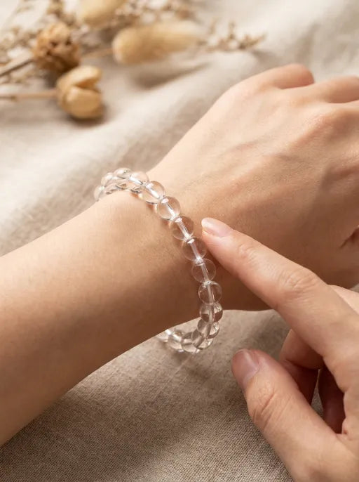 Crystal Lumina™ Natural White Crystal Bracelet | Genuine Clear Quartz Single Strand | Healing Energy Jewelry for Women & Men