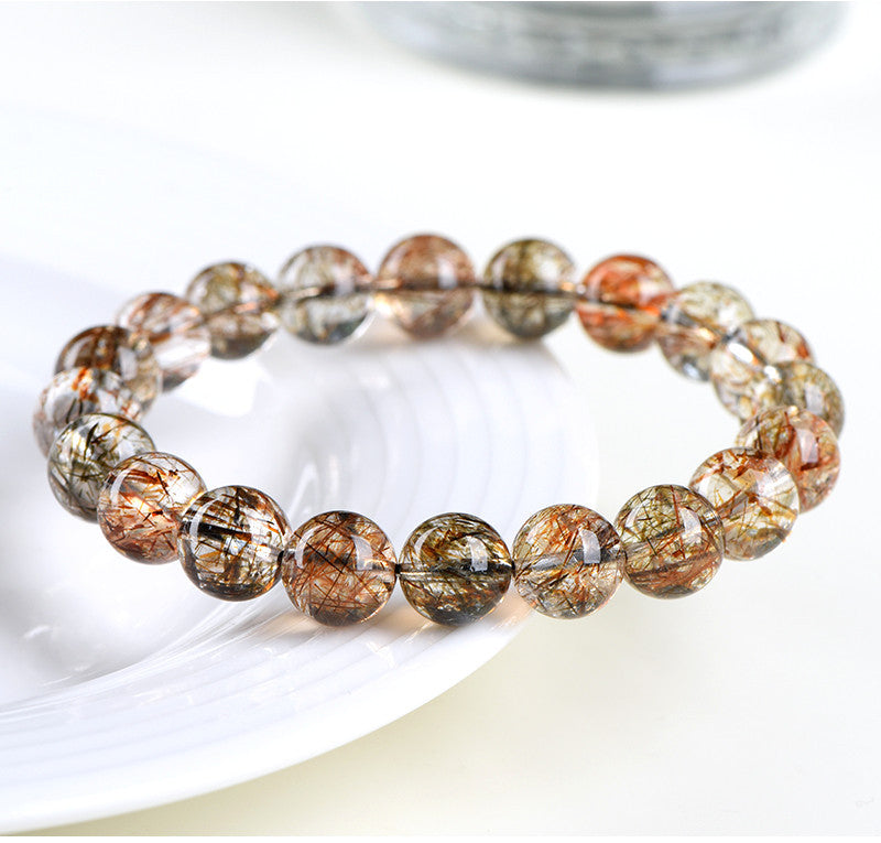 Natural Black Gold Super Seven Crystal Bracelet by Crystal Lumina | Rare High-Vibration Sacred Seven | Chakra Balancing & Spiritual Growth Gift