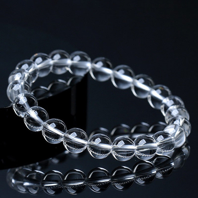 Natural Clear Quartz Round Bead Bracelet by Crystal Lumina | Water-Clear Rock Crystal | Amplifying & Healing Spiritual Gift