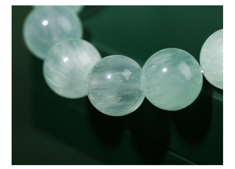 Crystal Lumina™ Natural Mint Green Rabbit Hair Fluorite Bracelet - Healing Energy Round Bead Jewelry