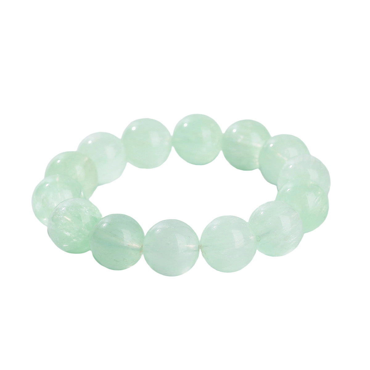 Crystal Lumina™ Natural Mint Green Rabbit Hair Fluorite Bracelet - Healing Energy Round Bead Jewelry