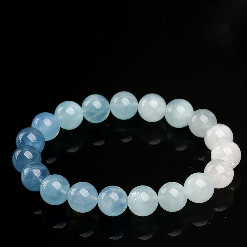 Natural Gradient Aquamarine Bracelet by Crystal Lumina | High-Clarity Ice-Grade Blue Beryl | Calm & Serenity Statement Gift