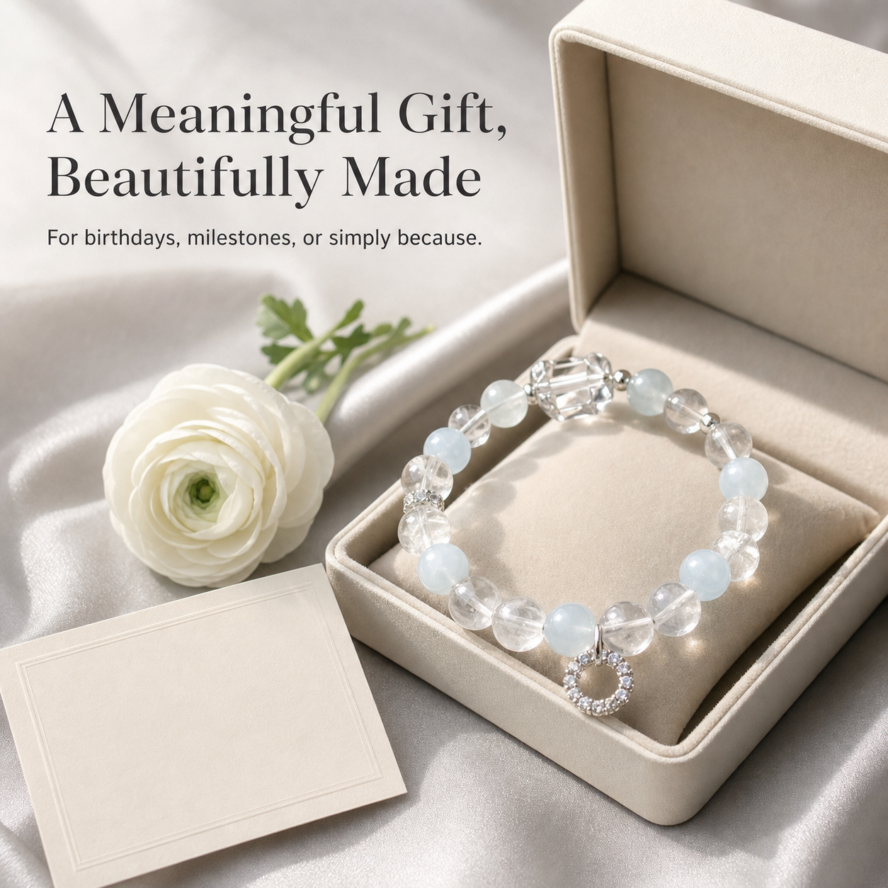 Crystal Lumina Natural Aquamarine & White Phantom Quartz Bracelet – 10mm Genuine Crystal Beads | Serenity, Clarity & Inner Strength Jewelry by Crystal Lumina