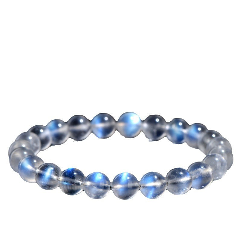 Premium Natural Milky Blue Moonstone Bracelet – Soft Blue Glow Crystal | Feminine Energy, Intuition & Emotional Healing Jewelry by Crystal Lumina