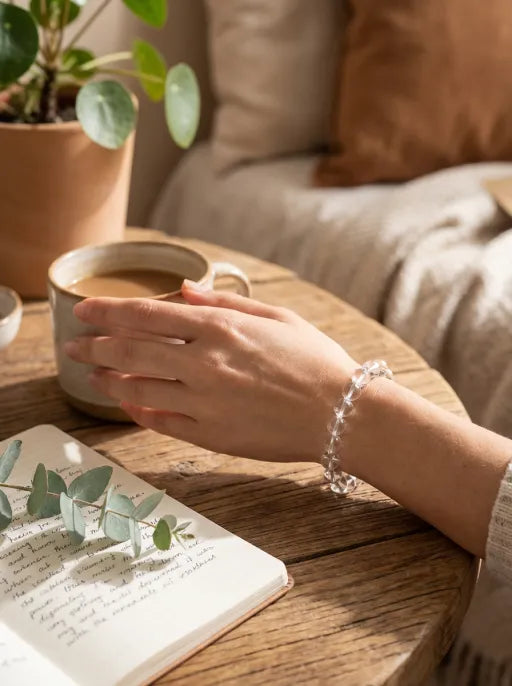 Crystal Lumina™ Natural White Crystal Bracelet | Genuine Clear Quartz Single Strand | Healing Energy Jewelry for Women & Men