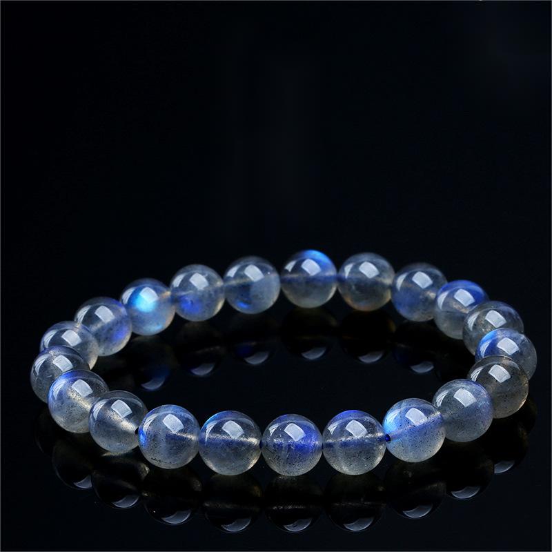 Natural Gray Moonstone Beaded Bracelet by Crystal Lumina | Genuine Blue Sheen Flash | Intuition & New Beginnings Healing Gift