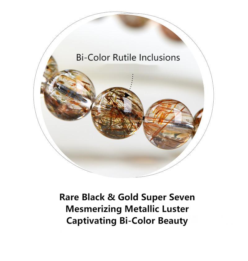 Natural Black Gold Super Seven Crystal Bracelet by Crystal Lumina | Rare High-Vibration Sacred Seven | Chakra Balancing & Spiritual Growth Gift