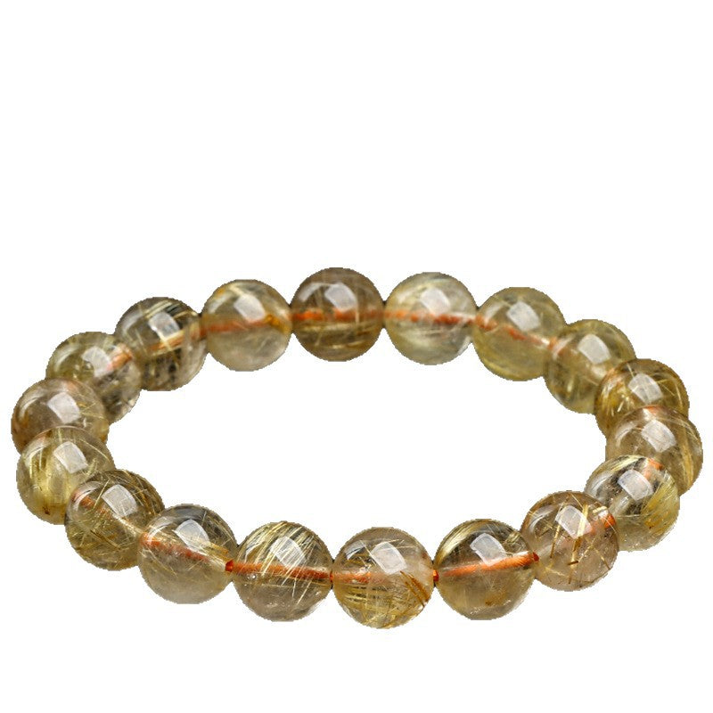 Natural Golden Rutilated Quartz Beaded Bracelet by Crystal Lumina | Genuine Venus Hair Quartz | Wealth Attraction & Energy Healing Gif