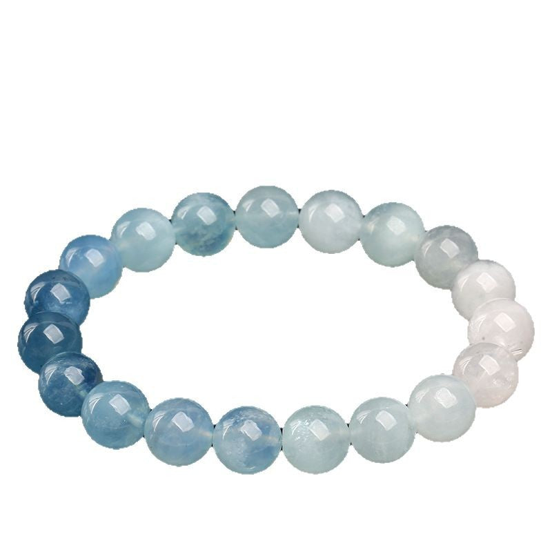 Natural Gradient Aquamarine Bracelet by Crystal Lumina | High-Clarity Ice-Grade Blue Beryl | Calm & Serenity Statement Gift