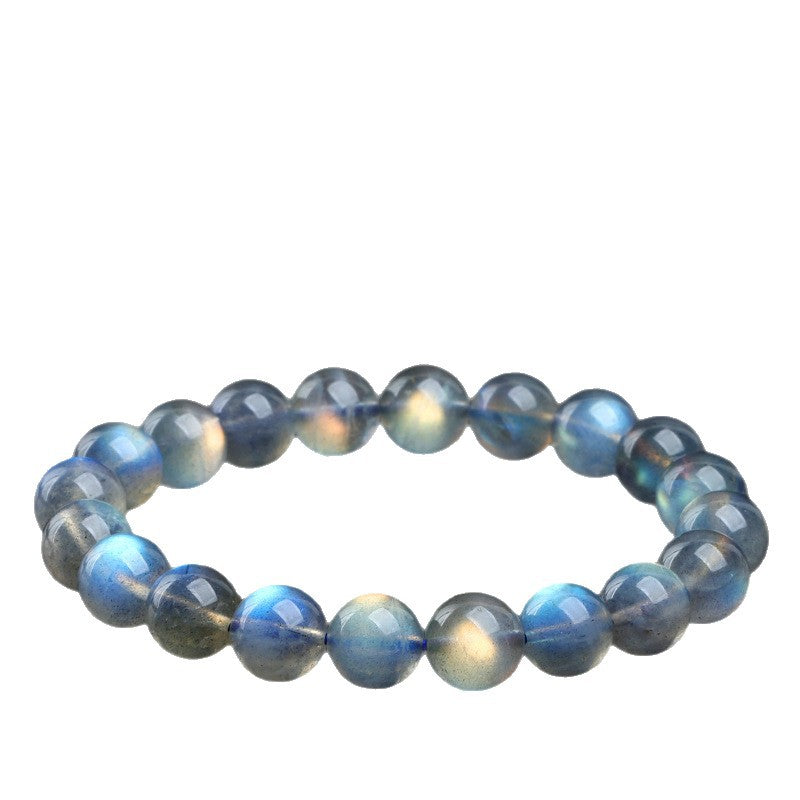 Natural Gray Moonstone Beaded Bracelet by Crystal Lumina | Genuine Blue Sheen Flash | Intuition & New Beginnings Healing Gift