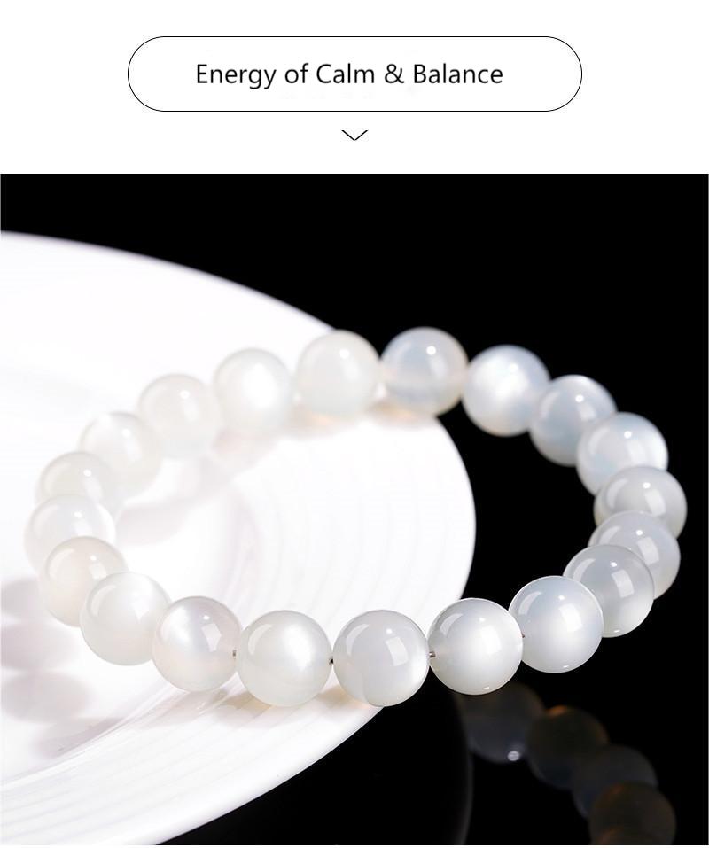 Premium Natural White Moonstone Bracelet – Soft Luminous Glow Crystal | Calm Energy, Intuition & Self-Love Jewelry by Crystal Lumina