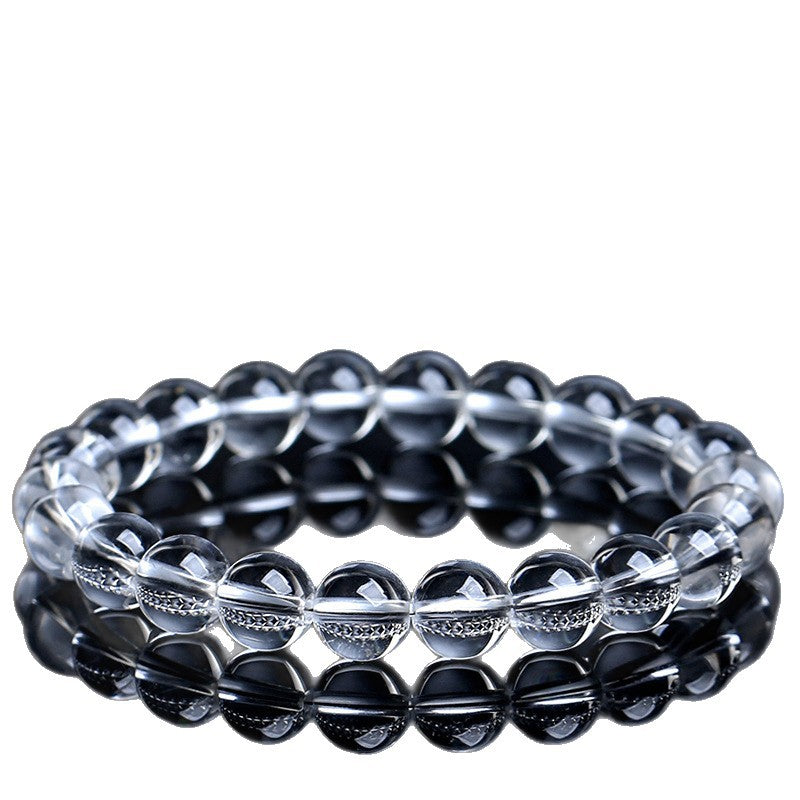 Natural Clear Quartz Round Bead Bracelet by Crystal Lumina | Water-Clear Rock Crystal | Amplifying & Healing Spiritual Gift