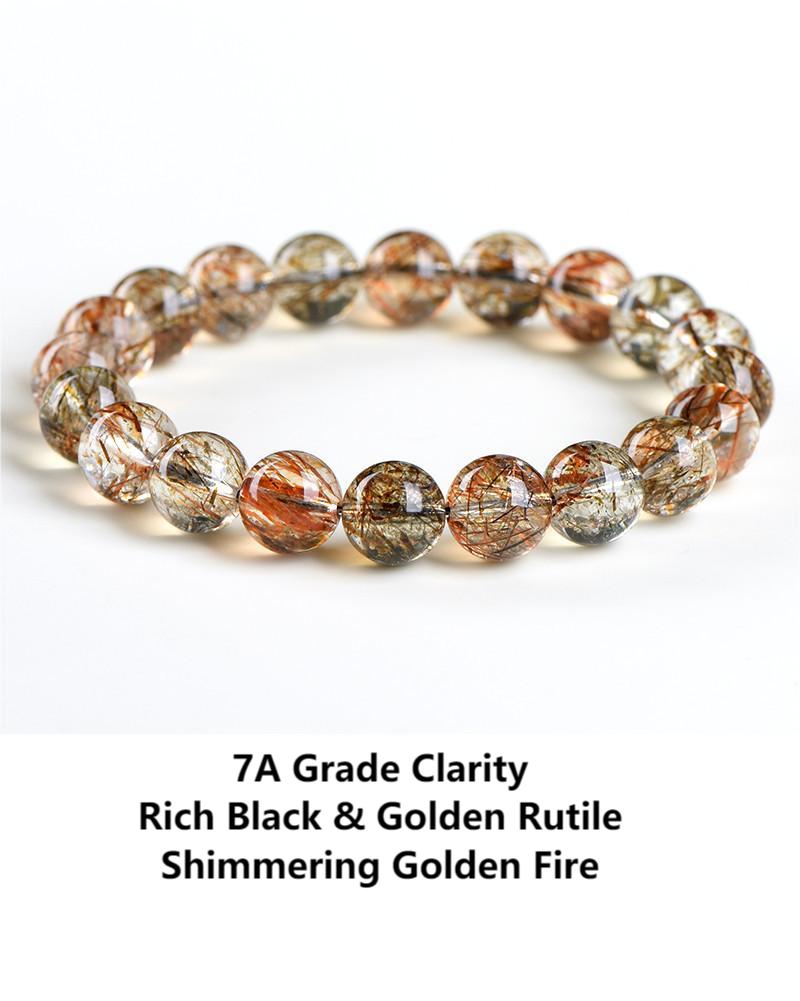Natural Black Gold Super Seven Crystal Bracelet by Crystal Lumina | Rare High-Vibration Sacred Seven | Chakra Balancing & Spiritual Growth Gift