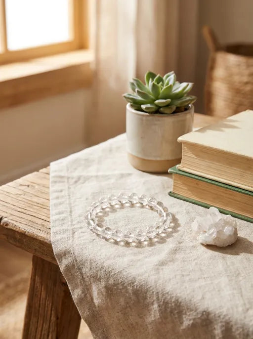 Crystal Lumina™ Natural White Crystal Bracelet | Genuine Clear Quartz Single Strand | Healing Energy Jewelry for Women & Men