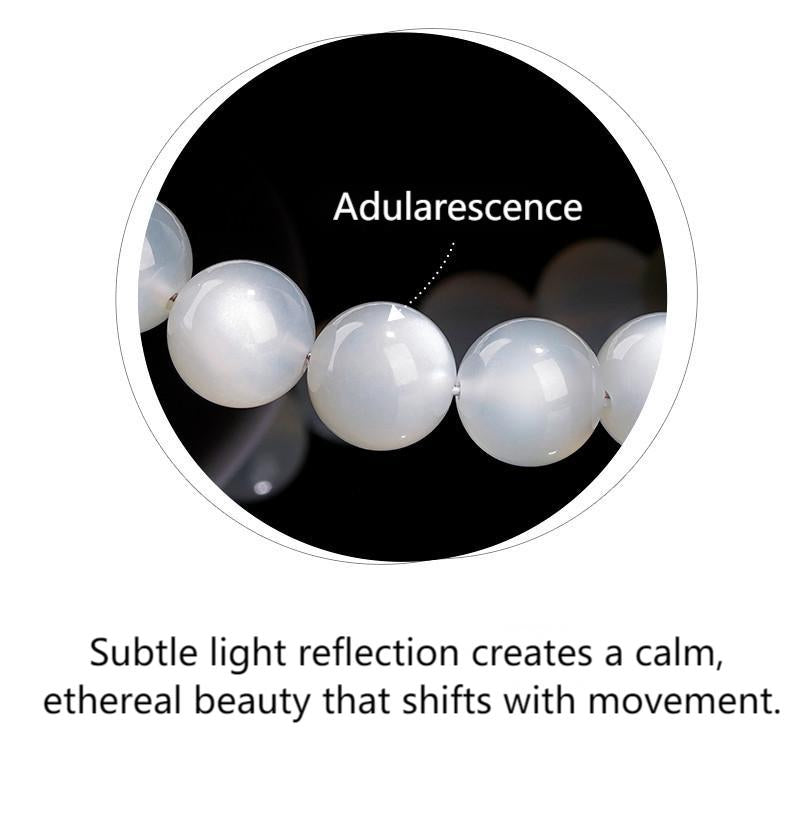 Premium Natural White Moonstone Bracelet – Soft Luminous Glow Crystal | Calm Energy, Intuition & Self-Love Jewelry by Crystal Lumina
