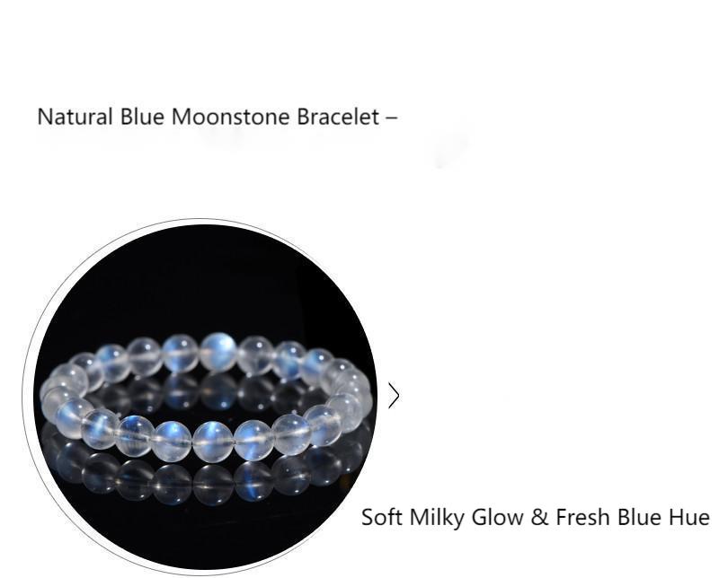 Premium Natural Milky Blue Moonstone Bracelet – Soft Blue Glow Crystal | Feminine Energy, Intuition & Emotional Healing Jewelry by Crystal Lumina
