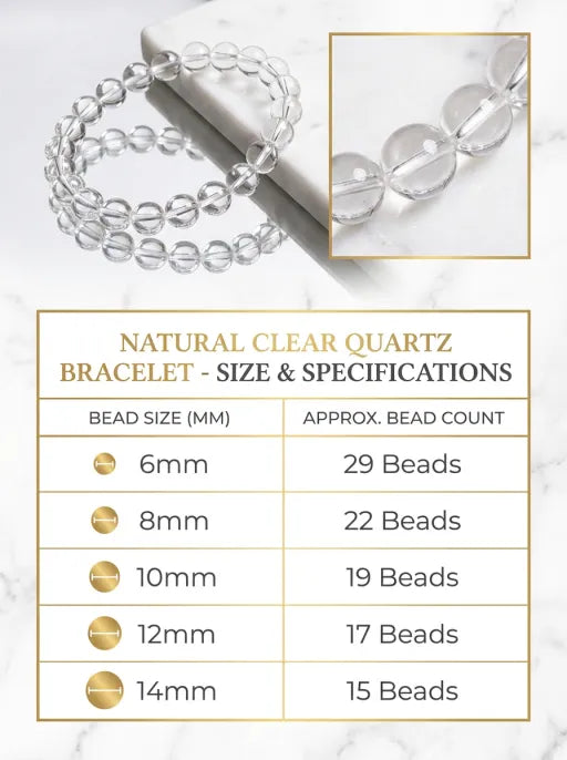 Crystal Lumina™ Natural White Crystal Bracelet | Genuine Clear Quartz Single Strand | Healing Energy Jewelry for Women & Men
