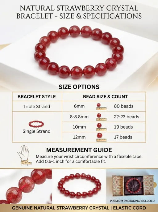 Crystal Lumina™ Premium Ice-Clear Strawberry Quartz Bracelet - Rare Translucent Healing Gemstone for Love & Radiance