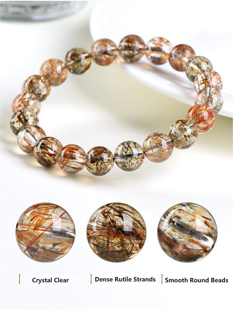 Natural Black Gold Super Seven Crystal Bracelet by Crystal Lumina | Rare High-Vibration Sacred Seven | Chakra Balancing & Spiritual Growth Gift