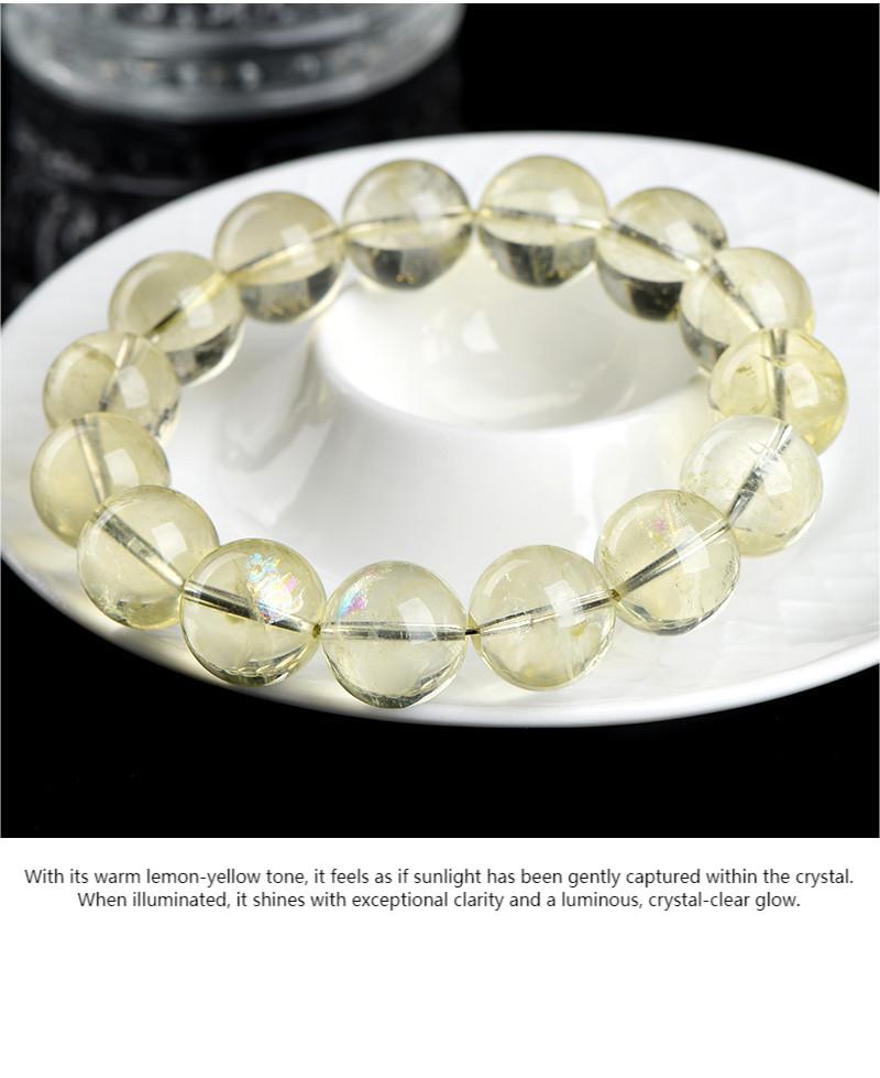 Natural Lemon Yellow Rainbow Azeztulite Bracelet – Clear High-Vibration Crystal Beads | Abundance, Clarity & Energy Healing Jewelry by Crystal Lumina