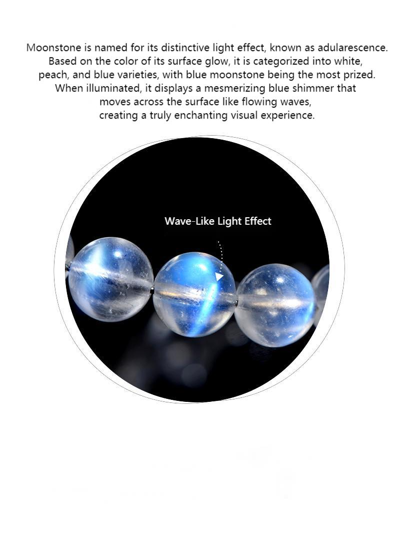 Premium Natural Milky Blue Moonstone Bracelet – Soft Blue Glow Crystal | Feminine Energy, Intuition & Emotional Healing Jewelry by Crystal Lumina