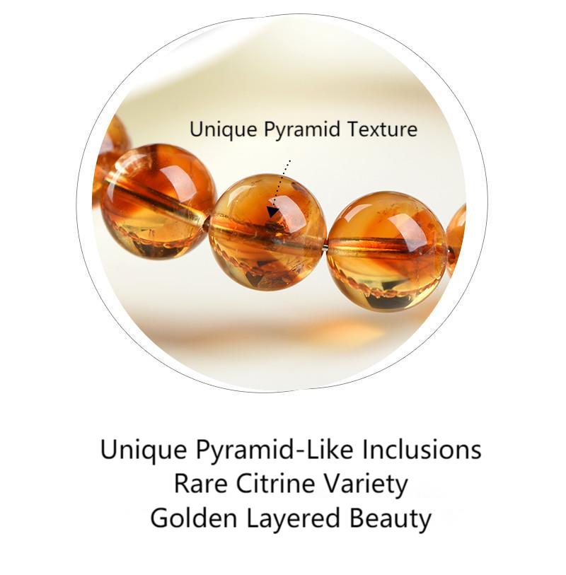Crystal Lumina™ Premium Natural Citrine Bracelet - Rare Pyramid Phantom Inclusions for Wealth & Success