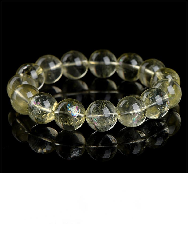 Natural Lemon Yellow Rainbow Azeztulite Bracelet – Clear High-Vibration Crystal Beads | Abundance, Clarity & Energy Healing Jewelry by Crystal Lumina