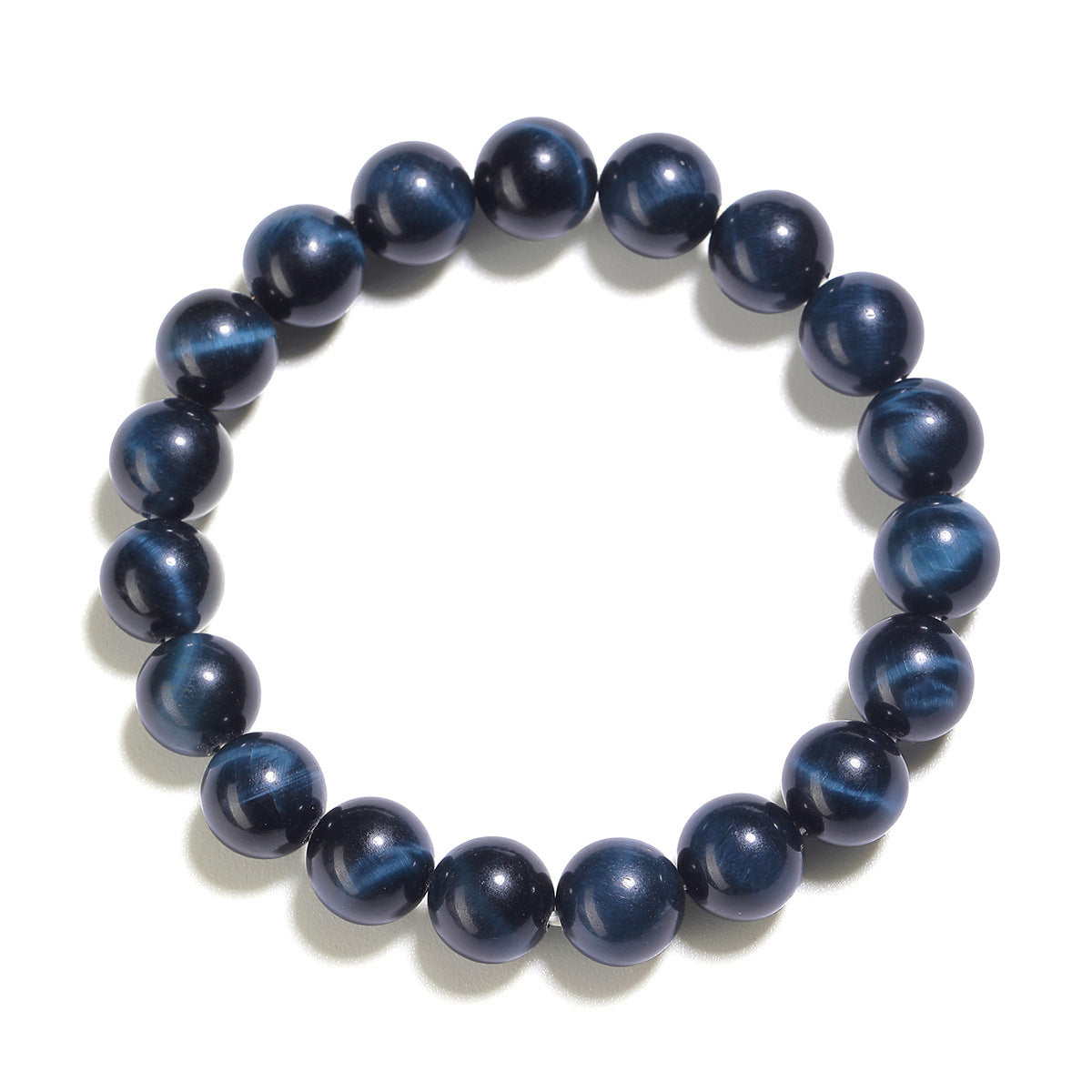 Natural Blue Tiger’s Eye Beaded Bracelet by Crystal Lumina | Genuine Chatoyant Hawk's Eye | Protective Calm & Intuition Stone Gift