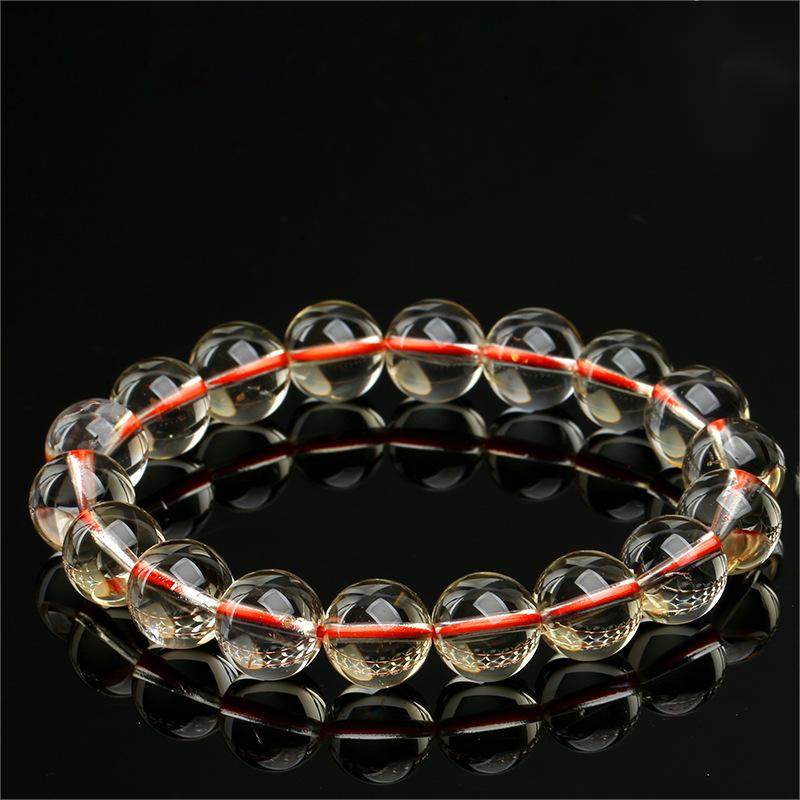 Natural Citrine Bracelet by Crystal Lumina | Genuine Yellow Quartz Round Bead Jewelry | Wealth & Success Healing Stone Gift