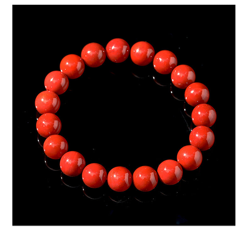 Crystal Lumina™ Natural Nanhong Red Agate Bracelet - Rare "Southern Red" Healing Stone Round Bead Jewelry Protective Healing Jewelry & Luxury Gift