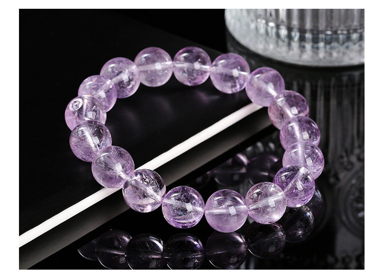 Natural Lavender Amethyst Round Bead Bracelet by Crystal Lumina | Translucent Purple Quartz | Calm & Clarity Healing Stone Gift