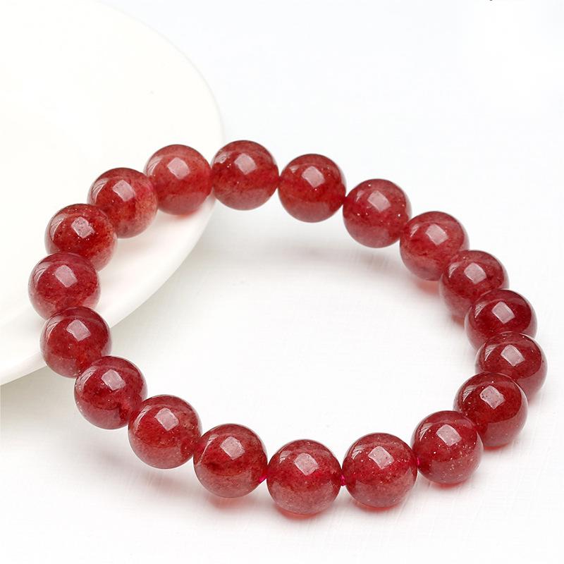 Crystal Lumina™ Premium Ice-Clear Strawberry Quartz Bracelet - Rare Translucent Healing Gemstone for Love & Radiance